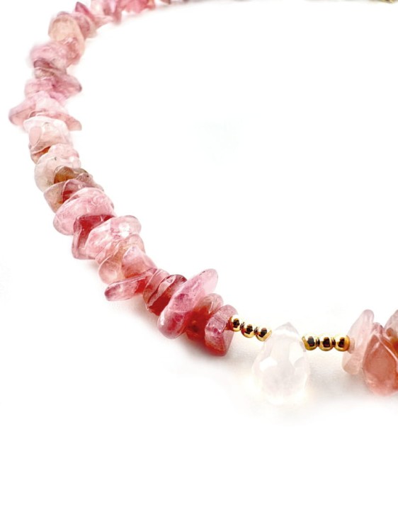 Naszyjnik kwarc truskawkowy