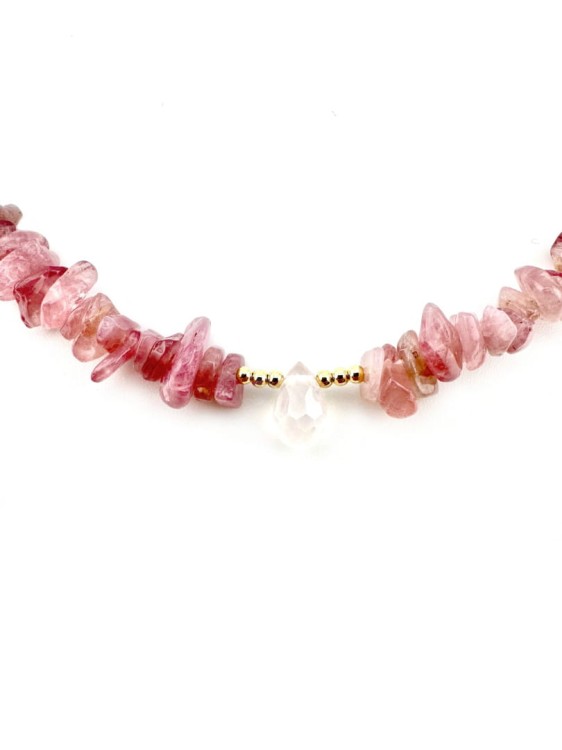 Naszyjnik kwarc truskawkowy