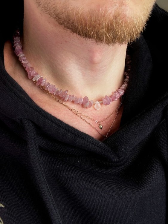 Naszyjnik kwarc truskawkowy