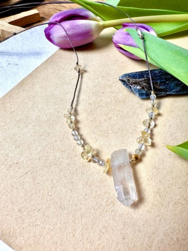 Naszyjnika amulet cytryn kryształ górski