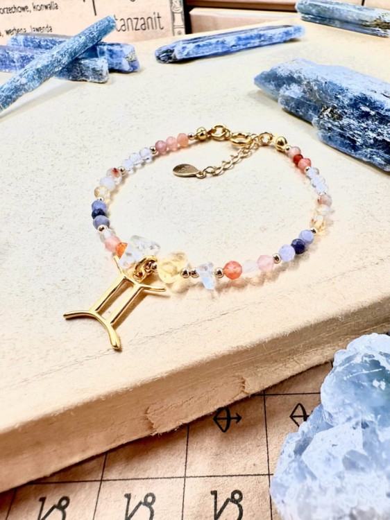 Bransoletka z kamieniami znak zodiaku bliźnięta